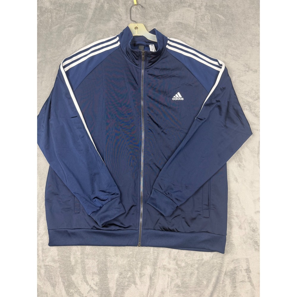 Adidas Track Jacket Mens 2XL Navy White ESS 3S TTOP TRI B47367